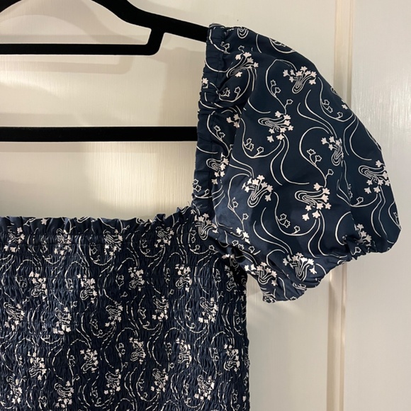 JCrew Short-Sleeve Smocked Printed Dress - Picture 3 of 3